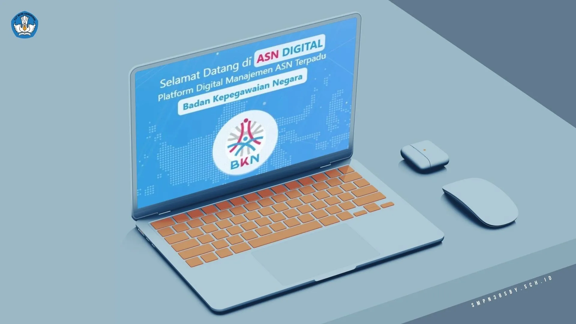  layar komputer dengan logo ASN Digital dan BKN untuk manajemen kepegawaian digital