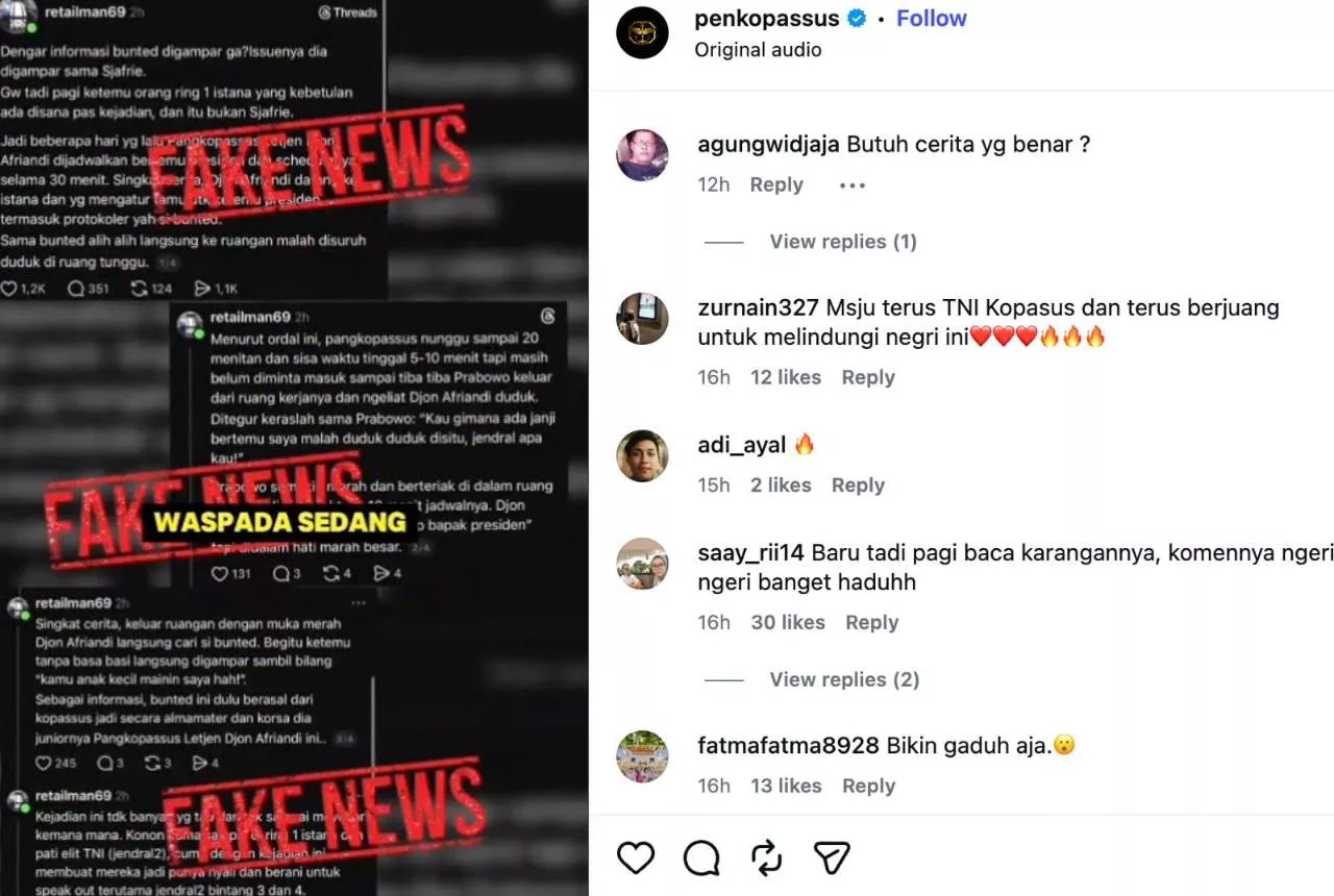 Viral Pangkopassus Gampar Seskab Teddy, Kopassus Tegaskan Hoaks