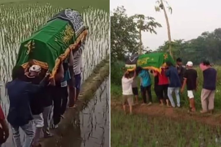 Puluhan Tahun Warga Ciledug Bekasi Gotong Keranda Lewati Pematang Sawah