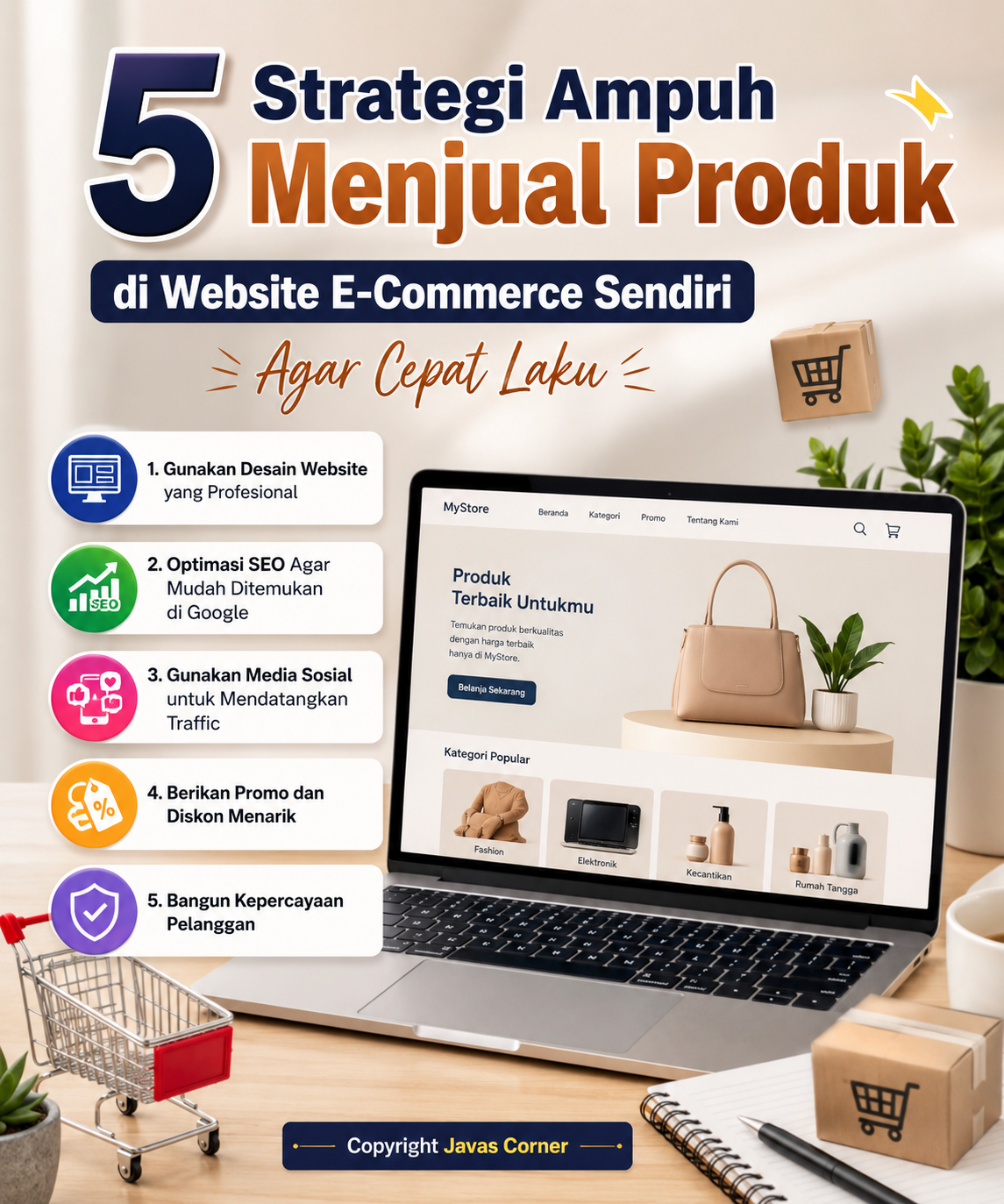Ilustrasi strategi jualan di website e-commerce sendiri