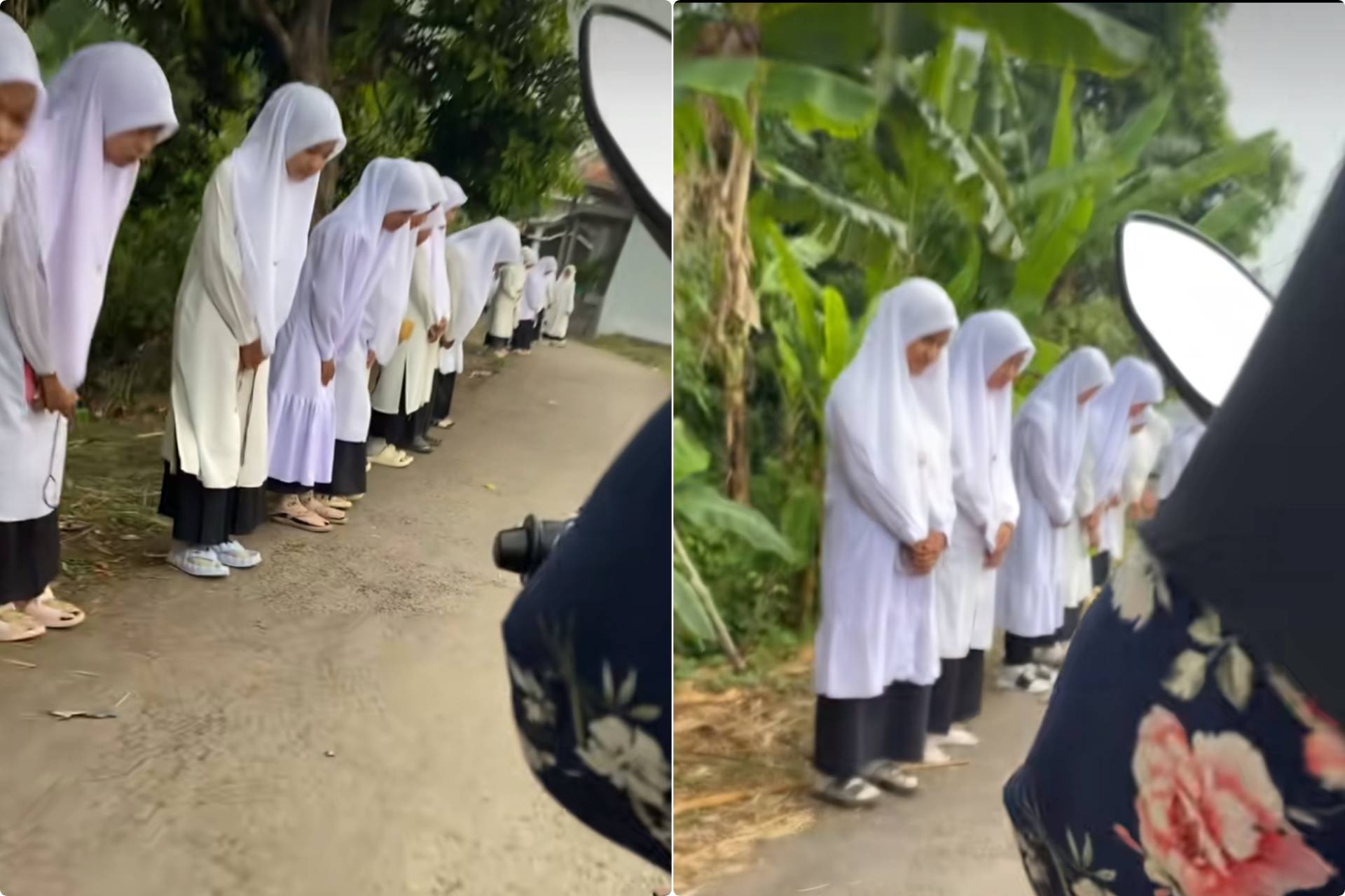 Viral Momen Santri Nunduk Saat Ustazah Bunyikan Klakson Motor, Warganet Debat Panas