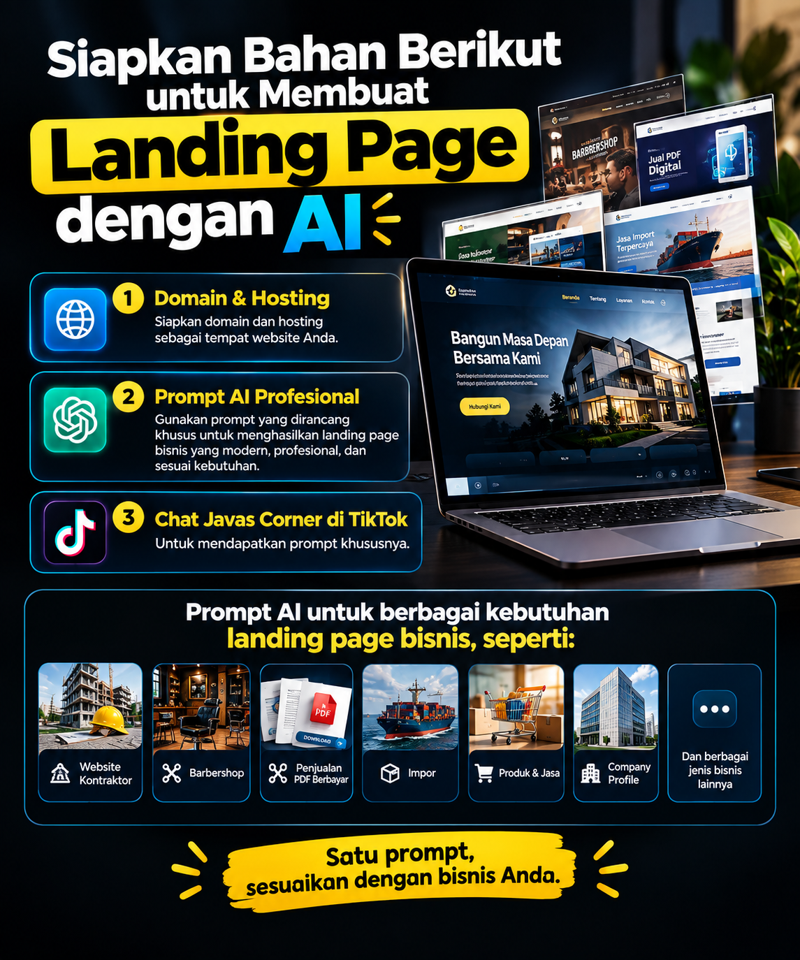 Cara Bikin Landing Page Bisnis Pakai AI, Modal Prompt dan Dapat Domain Gratis!